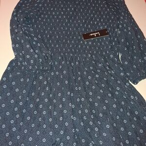 Lulu's Navy Blue Printed Smocked Midi Dress